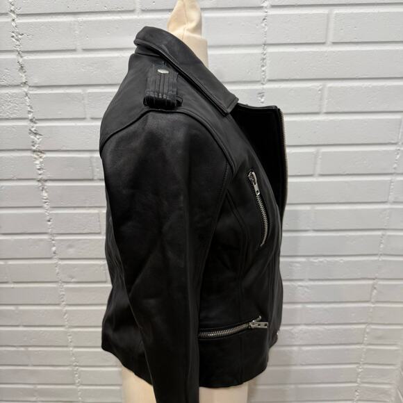 Chaser NWT Lamb Leather Moto Biker Jacket Asymmetrical Zip Black Small Edgy Punk - Picture 7 of 16